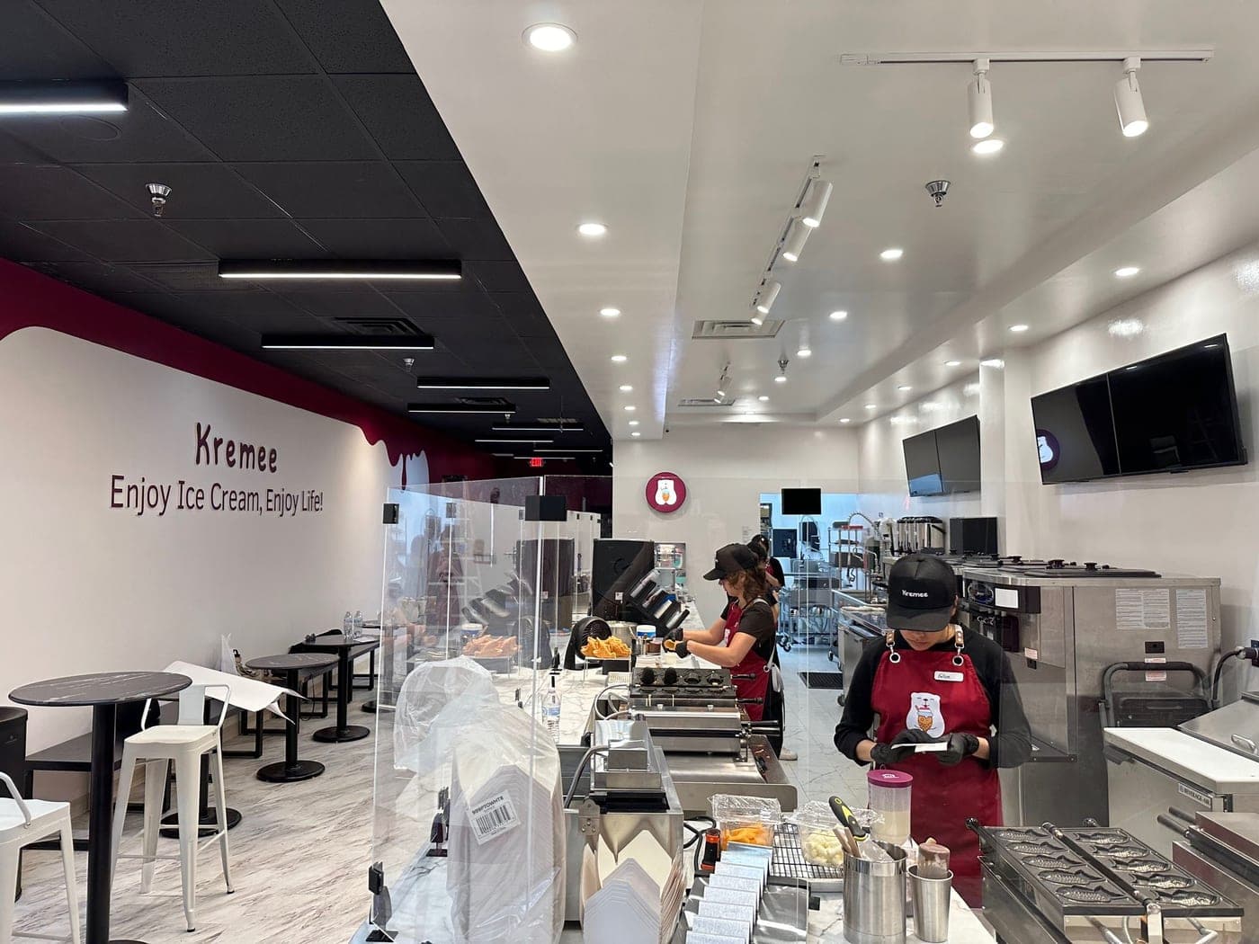 Behind the counter at Kremee